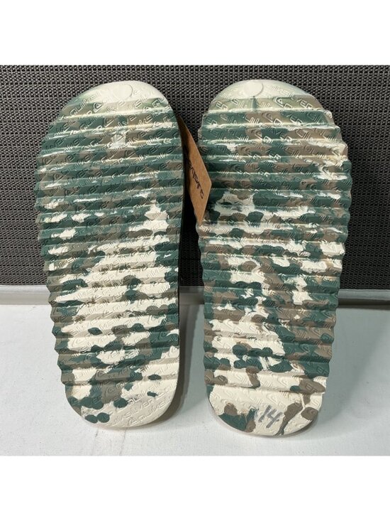 Quiksilver Men\'s Camo Slide Sandals Green & Beige Size 9 US Comfort Slip-On